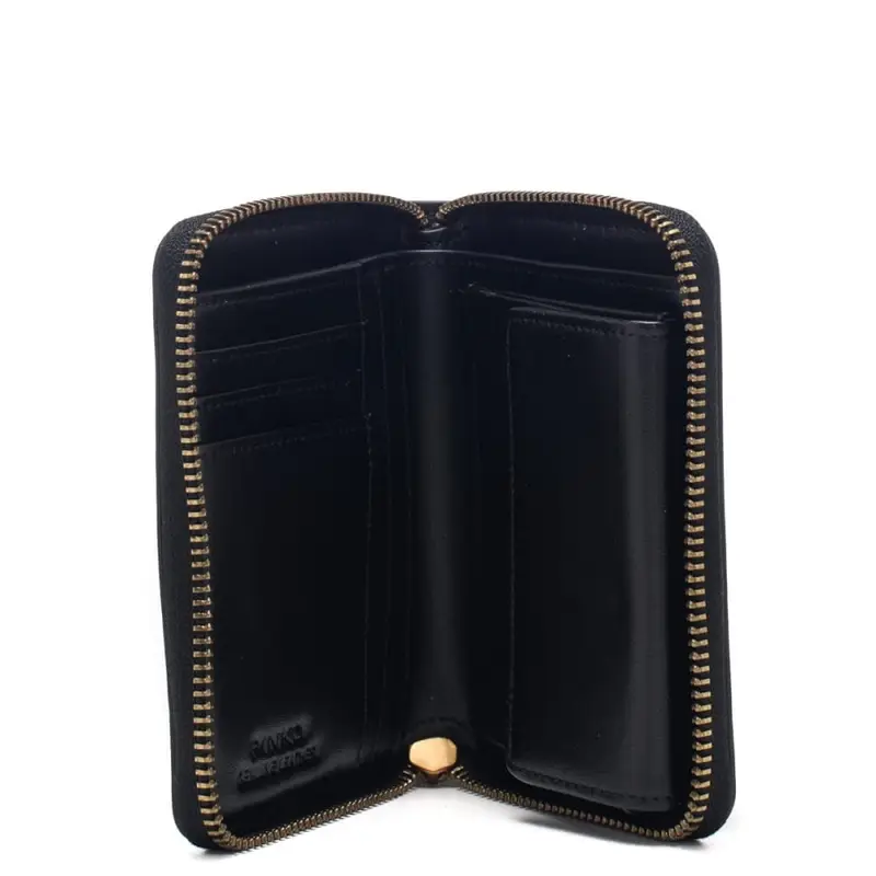 Pinko portafoglio quadrato love one classic in pelle nero miniatura 3