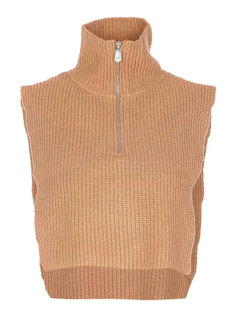 Scaldacollo Cipro In Maglia Con Zip Beige