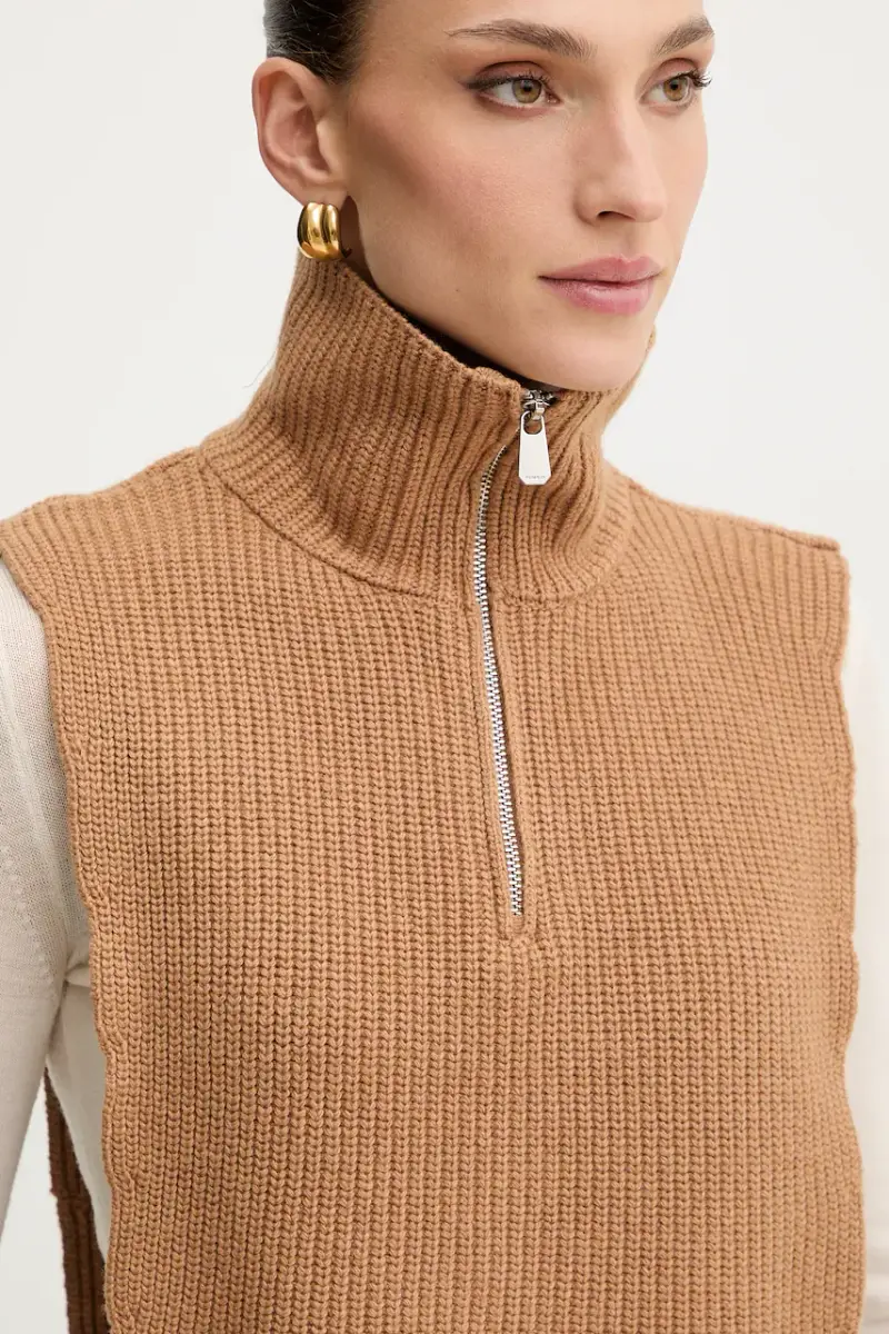 sciarpa con lana colore marrone 105994 A2Z4 miniatura 4