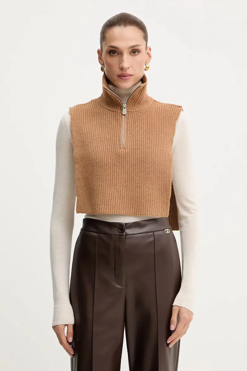 sciarpa con lana colore marrone 105994 A2Z4