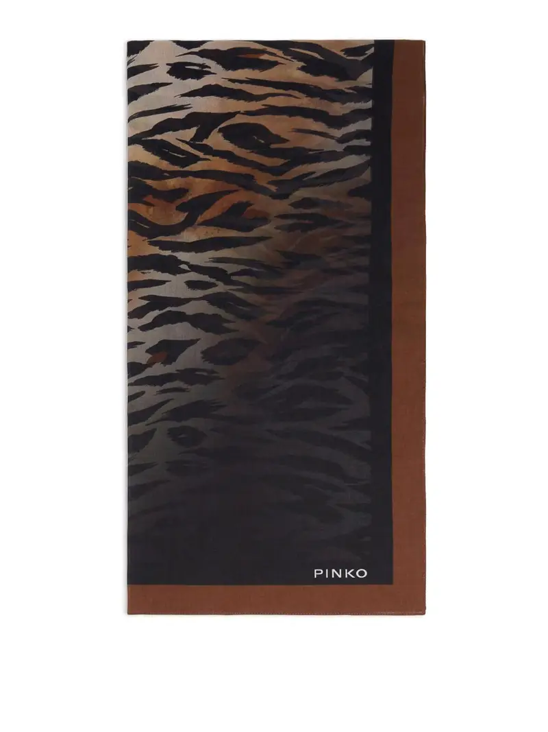 Sciarpa con stampa animalier marrone e nera