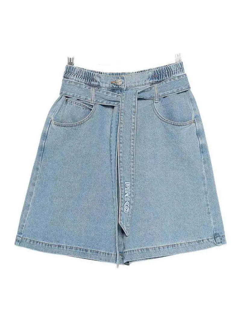 Shorts in denim con cintura in vita Blu