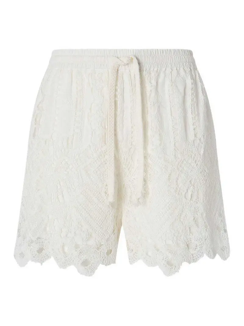 Shorts macram perforati Bianco