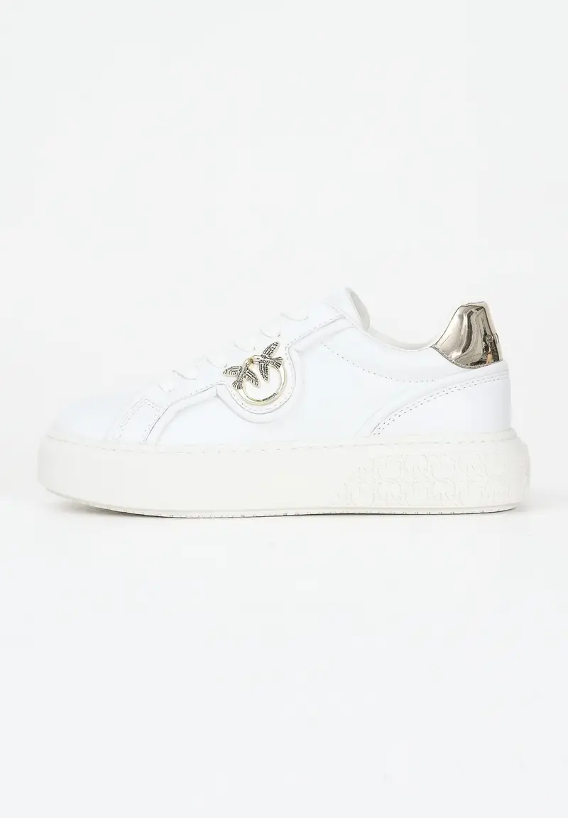 Sneakers bianche da donna con logo Pinko Love Birds