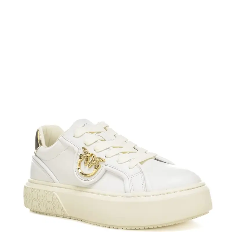 sneakers da donna in vera pelle con retro laminato bianche miniatura 2