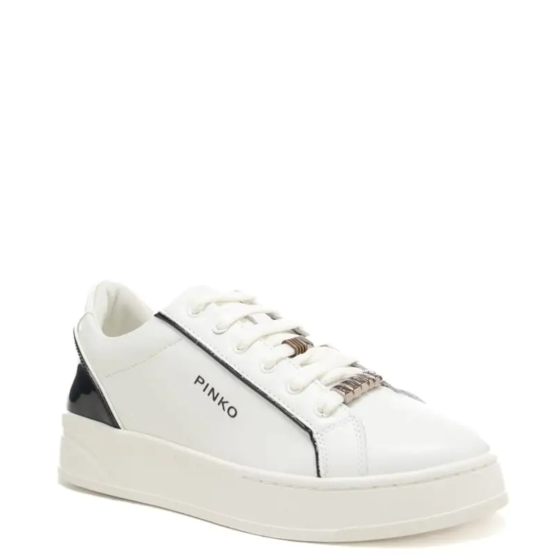 sneakers da donna iris 01 con inserto in vernice a contrasto colore sul retro e charms bianco nero miniatura 3