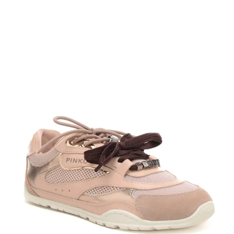 sneakers da donna yulia 01 in tessuto tecnico e inserti in suede rosa chiaro miniatura 2