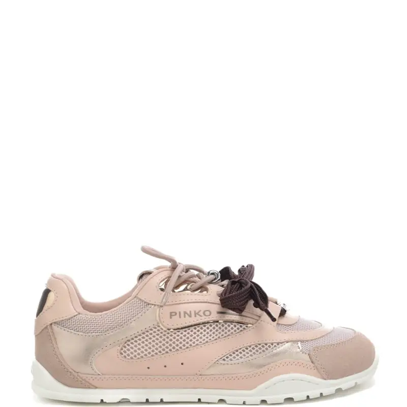 sneakers da donna yulia 01 in tessuto tecnico e inserti in suede rosa chiaro