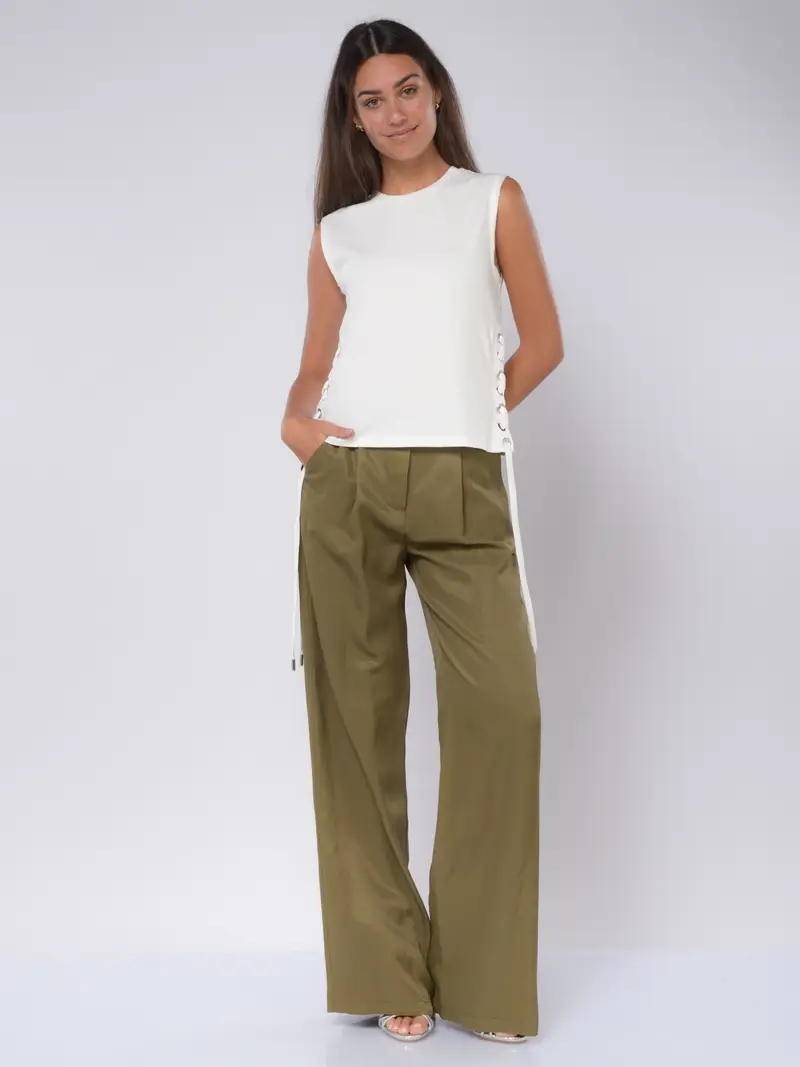 t Shirt da donna Pinko senza maniche con lacci Bianco miniatura 2