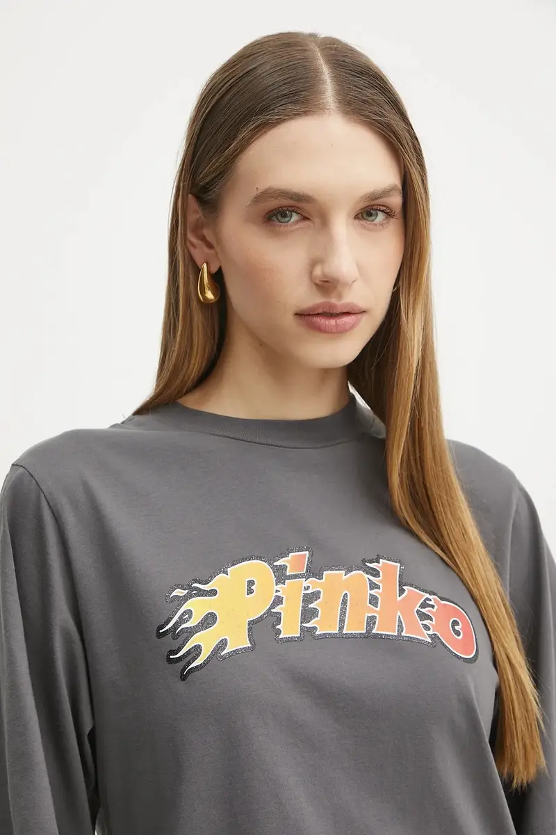Pinko T-shirt Donna Grigio 3889733 miniatura 4