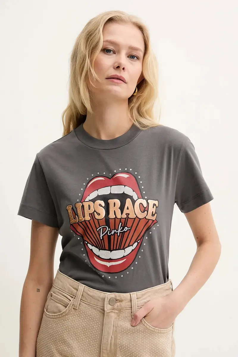 Pinko T-shirt Donna Grigio 3324938 miniatura 4