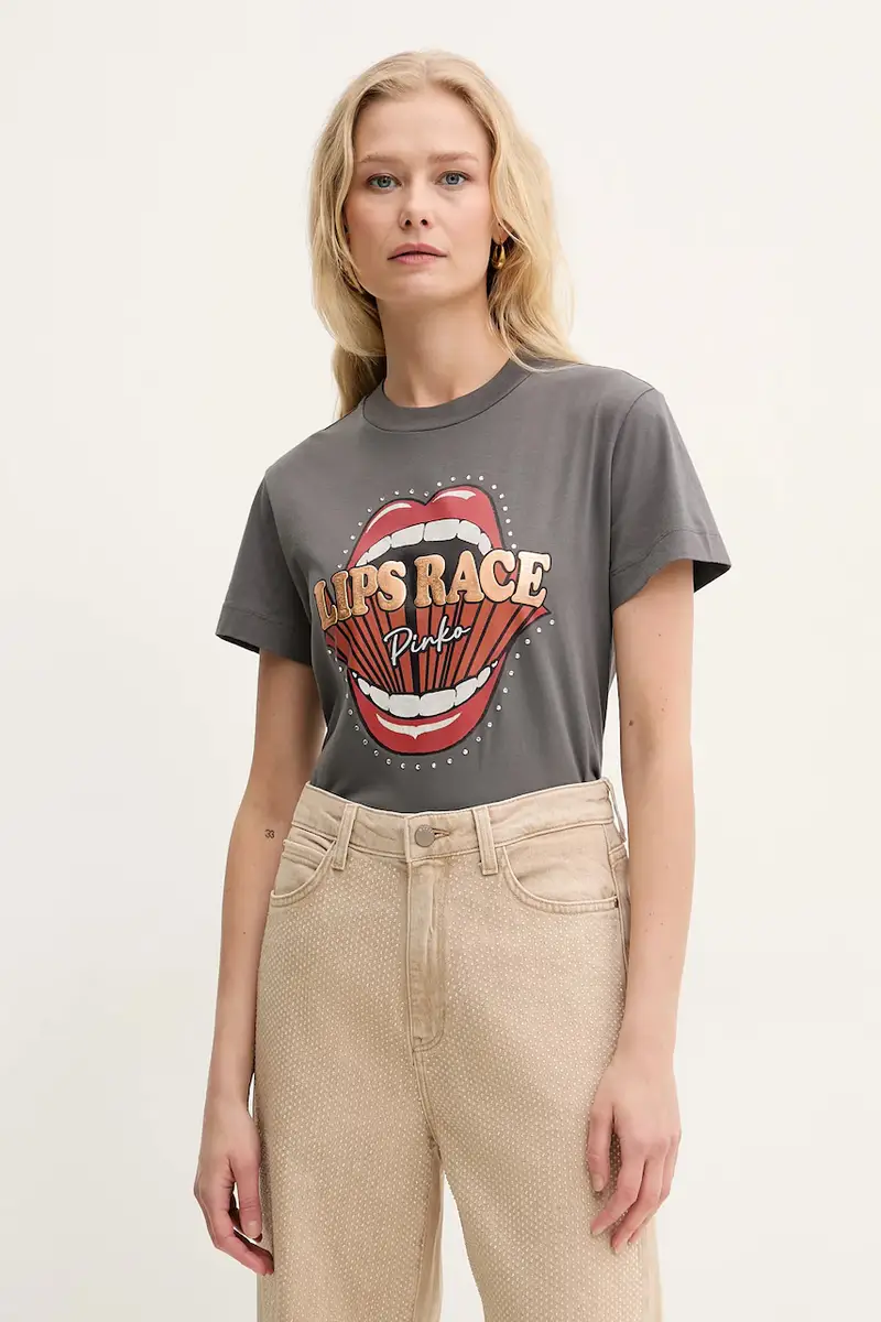 t-shirt in cotone donna colore grigio 105050 A2D8