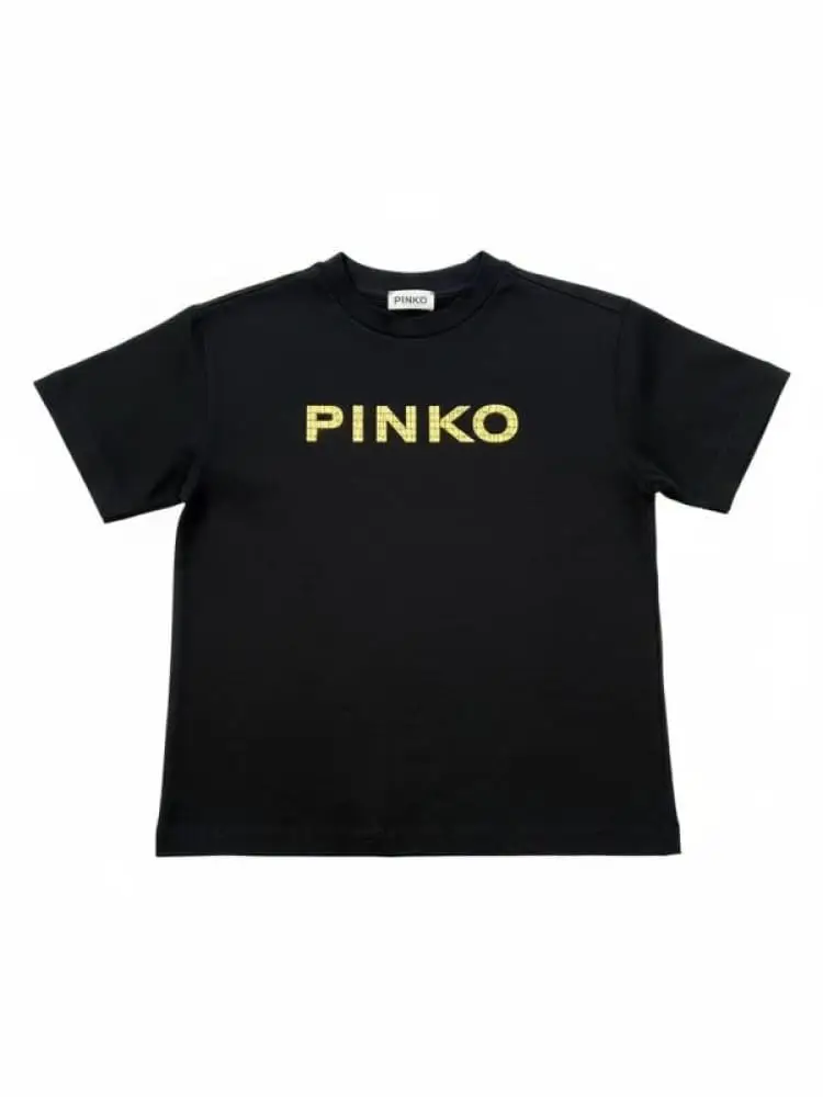 t-shirt kids/junior con logo specchietti nero oro