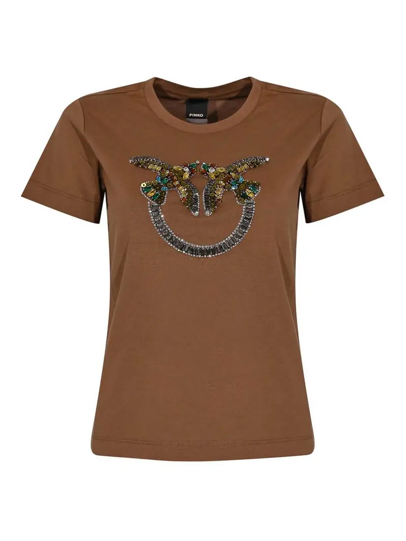 T-Shirt Quentin Con Logo Gioiello Marrone
