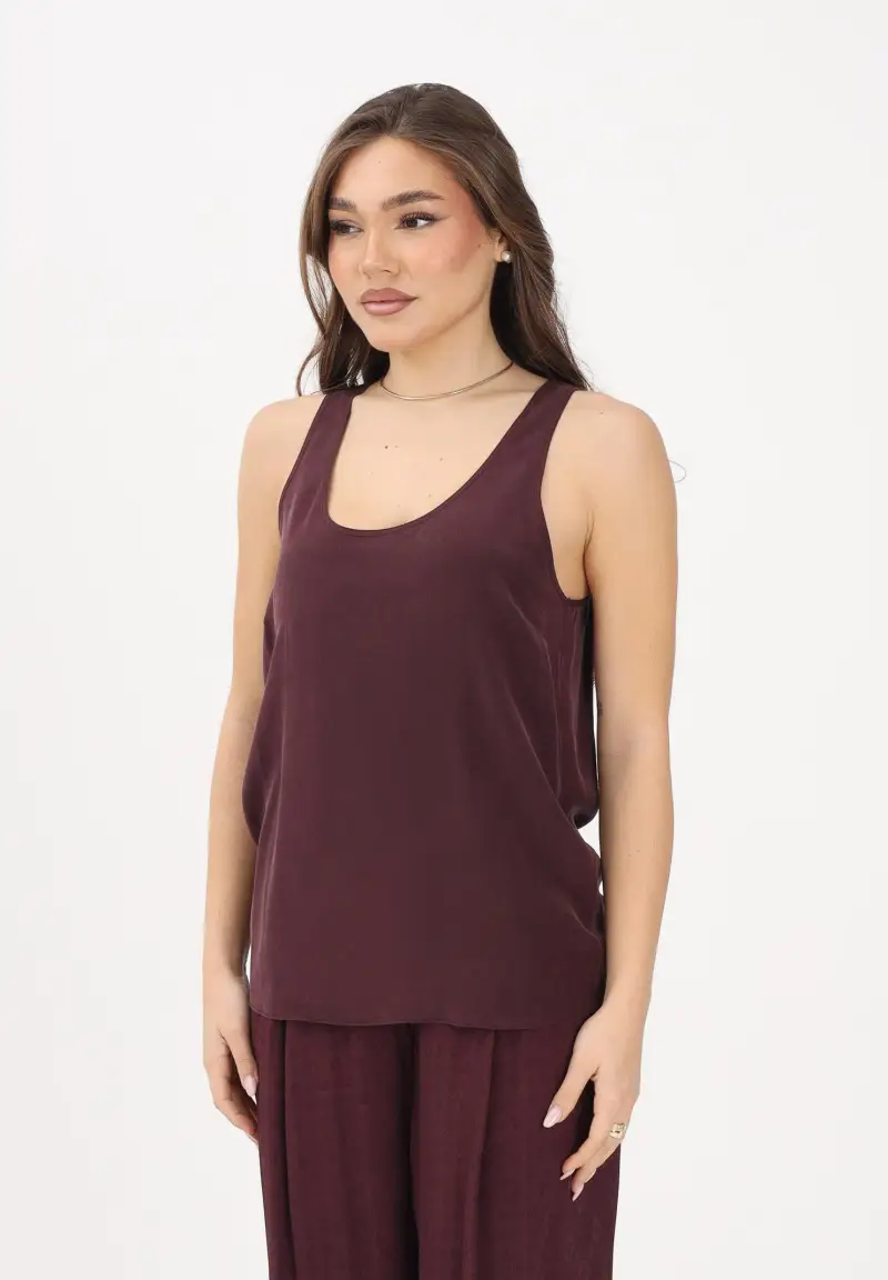 Top a canotta bordeaux da donna