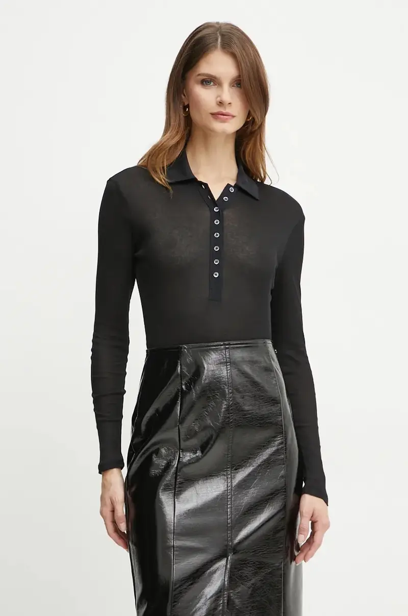 top a maniche lunghe in cotone colore nero 104225 A24T