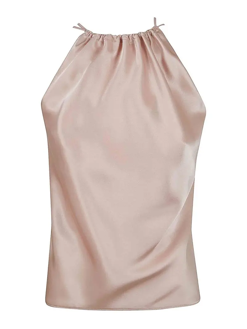 Top carota satinato Argento