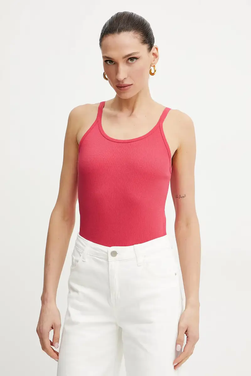 top in cotone colore rosa 105001 A2IA