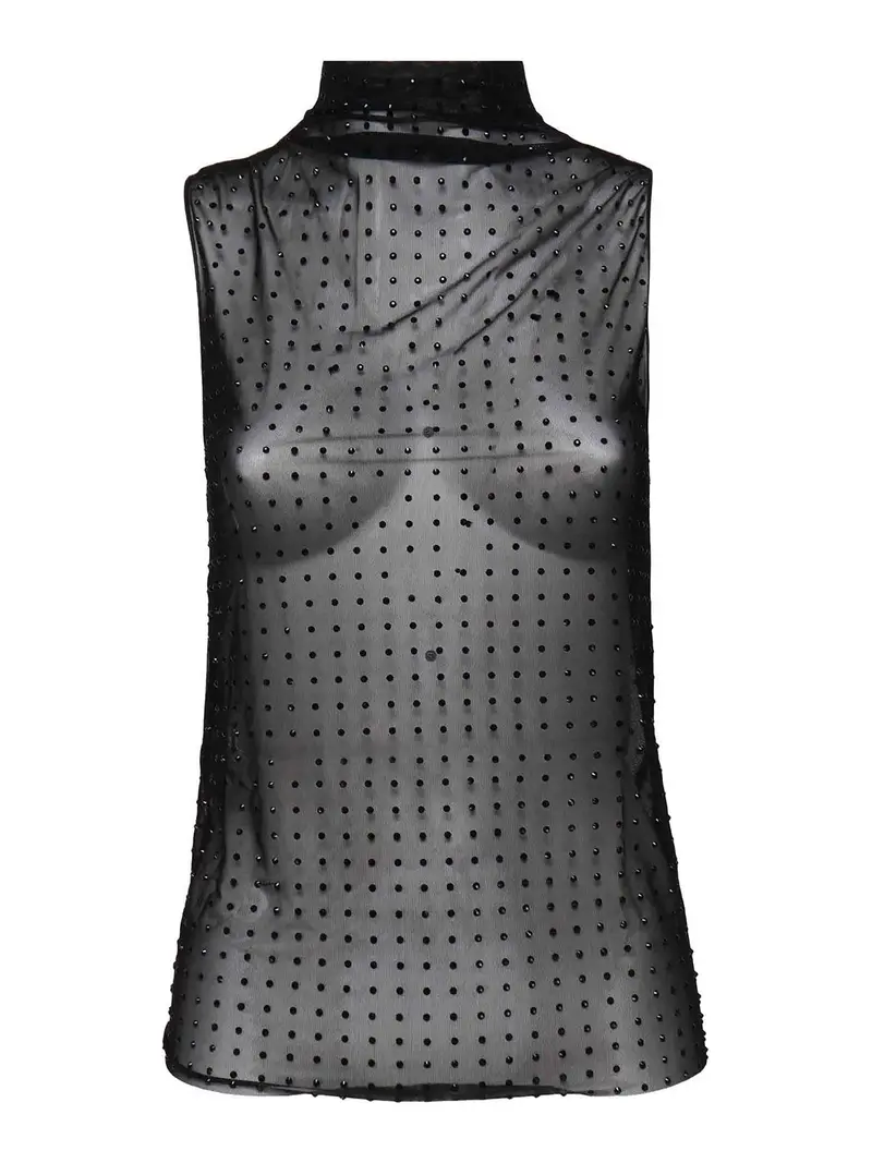 Top in maglia con strass Laruns Nero