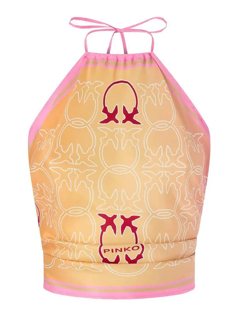 Top Sciarpa Rosa E Arancione Con Logo