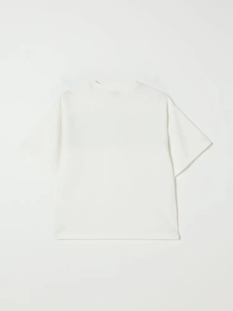 tshirt bianca bambina in cotone logo sul davanti miniatura 2