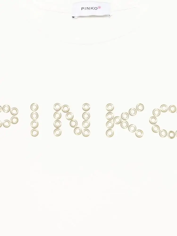 tshirt bianca bambina logo con borchie miniatura 2