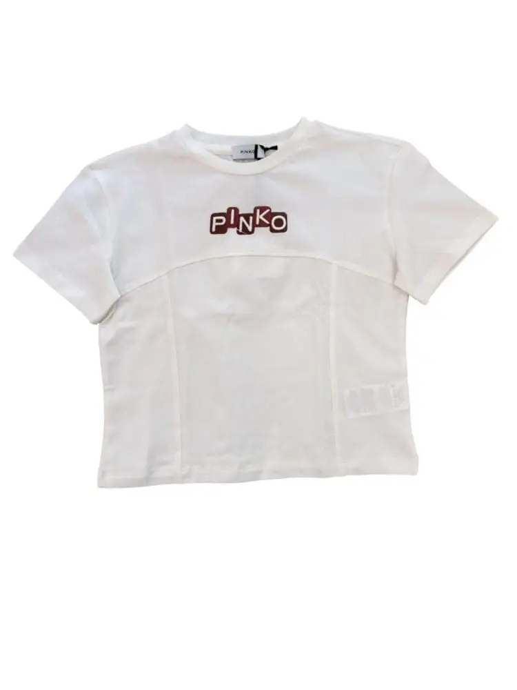 tshirt bianca bambina logo in rilievo