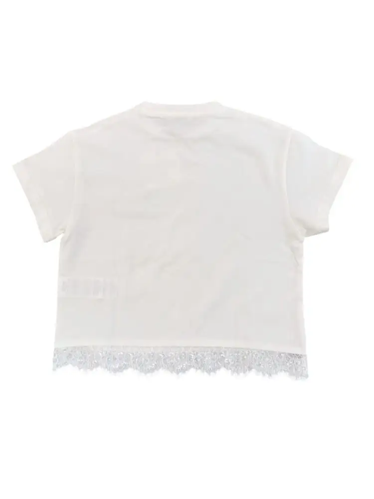 tshirt bianca bambina mini logo miniatura 2