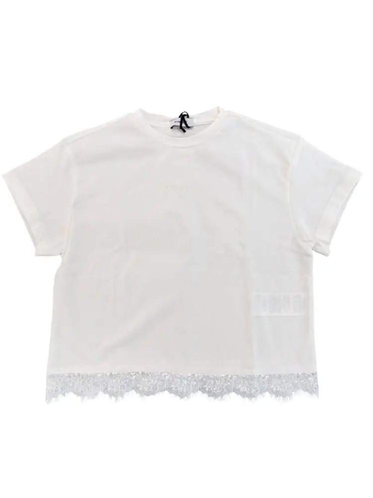 tshirt bianca bambina mini logo