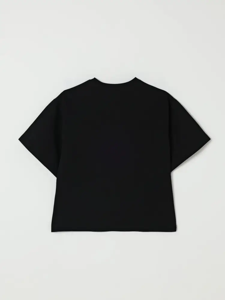 tshirt nera bambina in cotone logo sul davanti miniatura 2