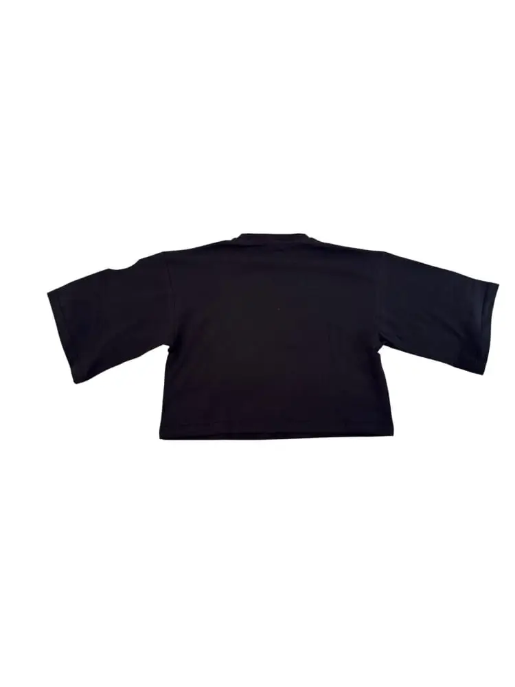 tshirt nera bambina maxi logo crop miniatura 2