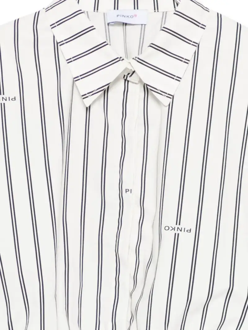 Camicia crop bianca a righe miniatura 3