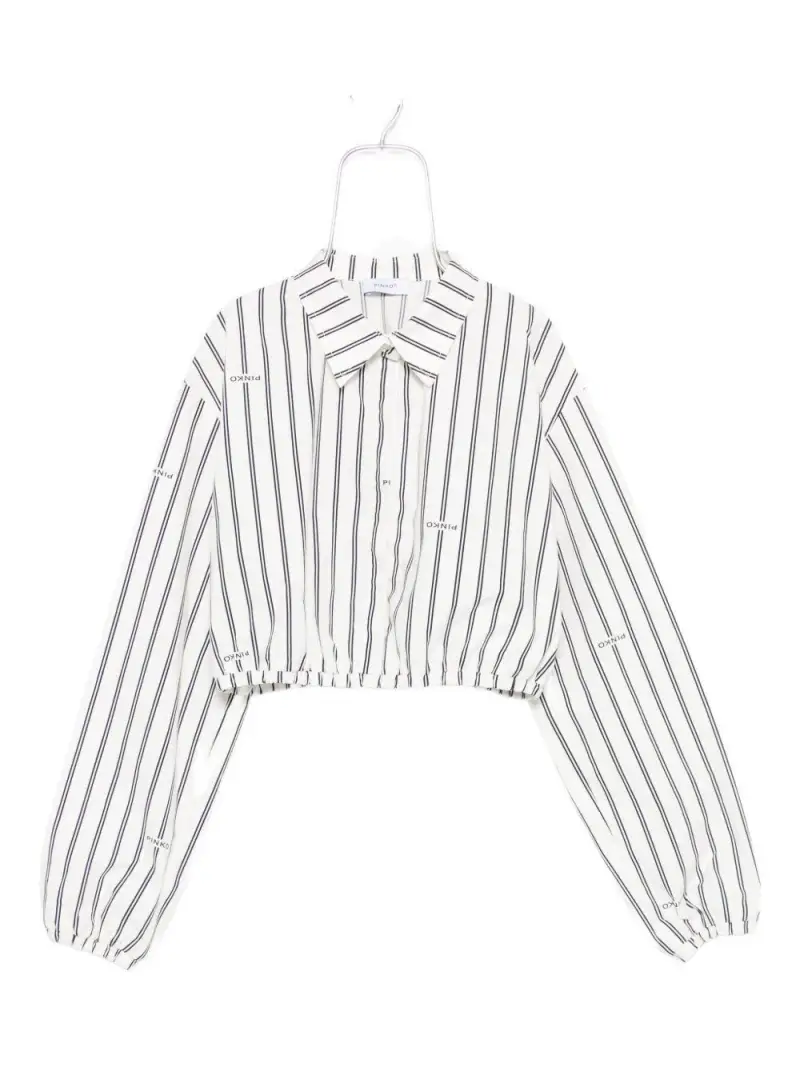 Camicia crop bianca a righe