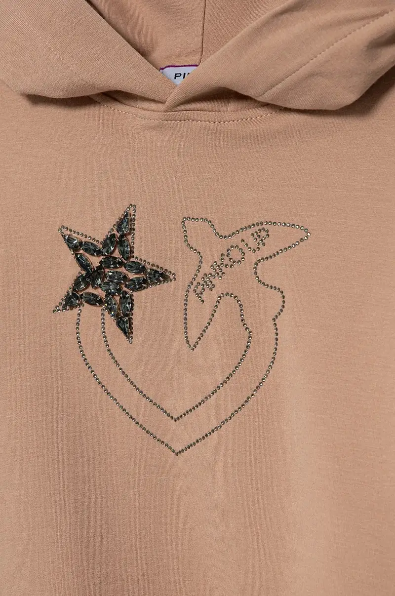 felpa per bambini colore arancione con cappuccio con applicazione F4PIJGHS057 miniatura 3