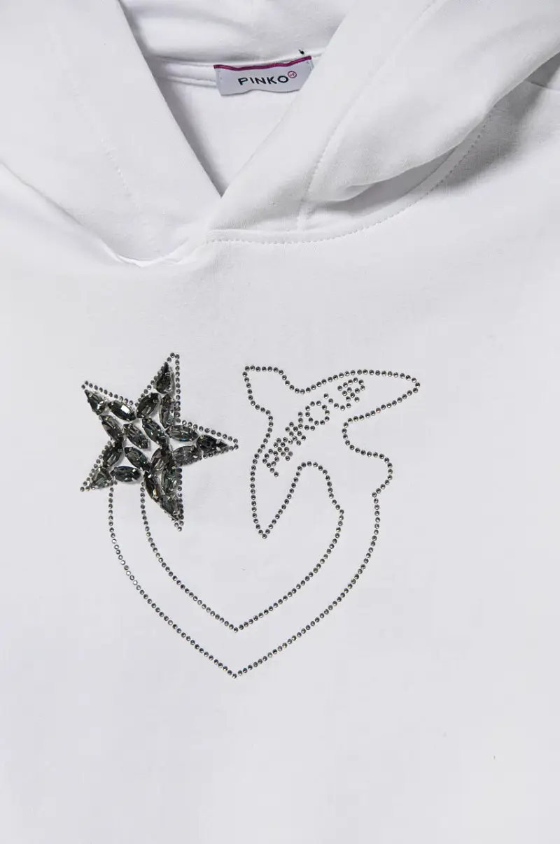 felpa per bambini colore bianco con cappuccio con applicazione F4PIJGHS057 miniatura 3