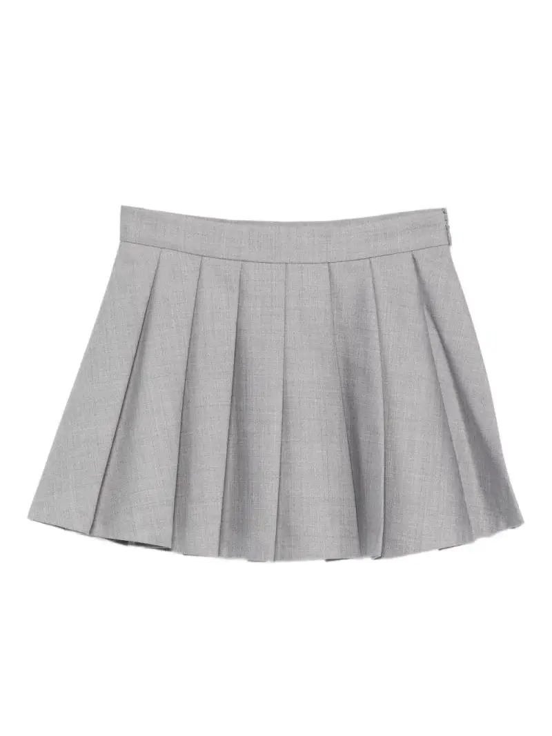 Gonna grigia plissettata con ricamo Grigio miniatura 3