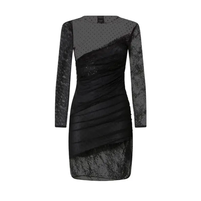 vestiti casual donna pinko - backgammon abito patch pizzi - nero BLACK