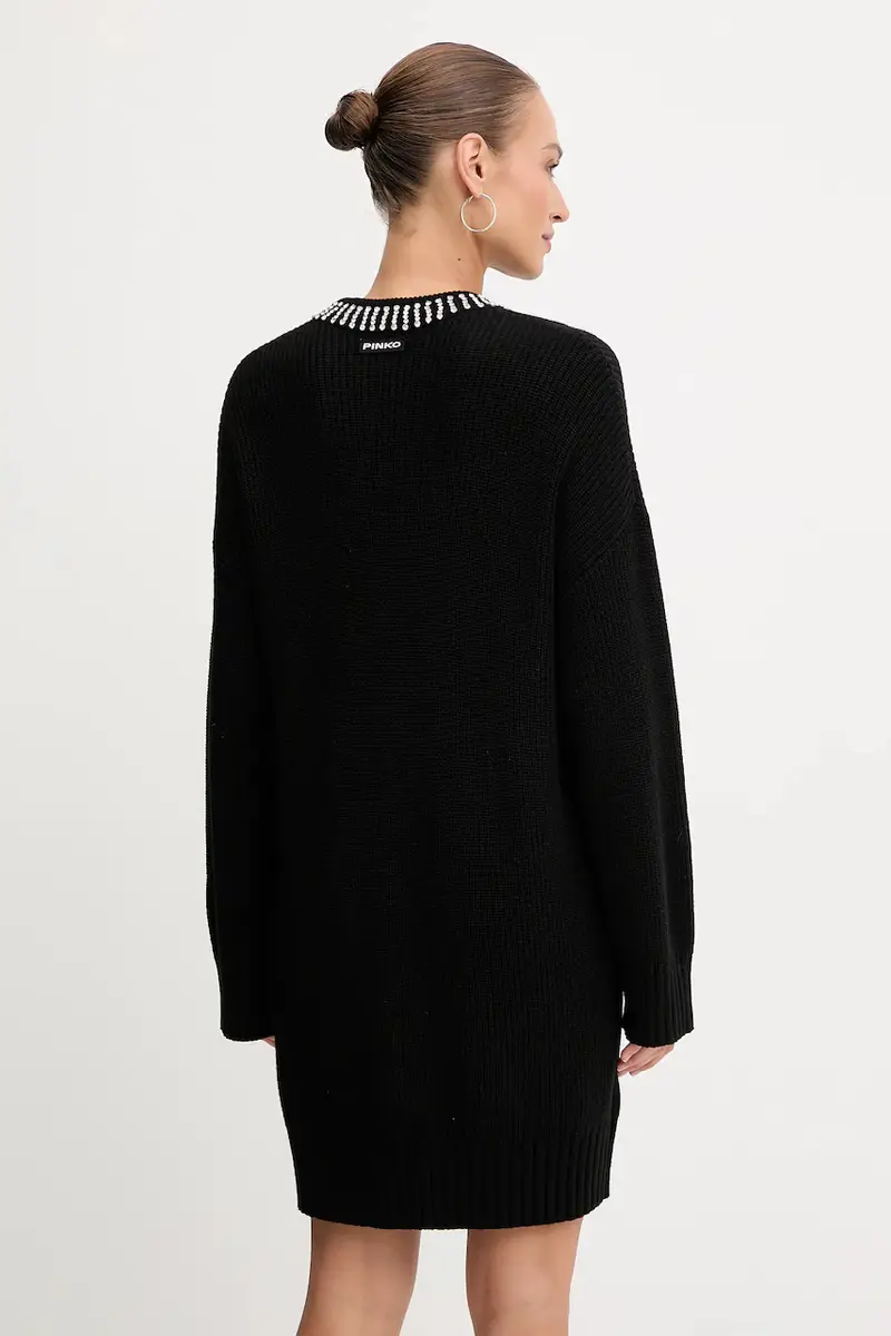 vestito con aggiunta di lana colore nero 105746 A2S4 miniatura 3