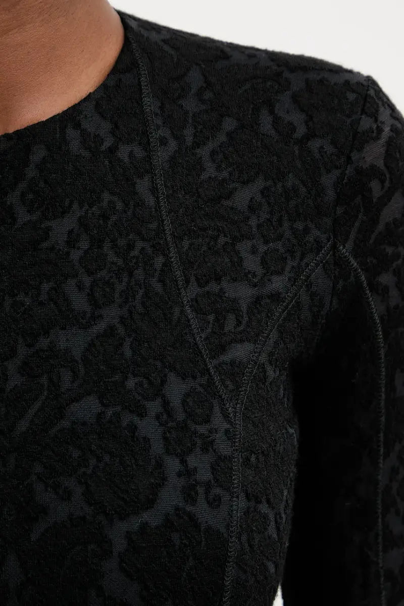 vestito con lana colore nero 105653 A2TW miniatura 5