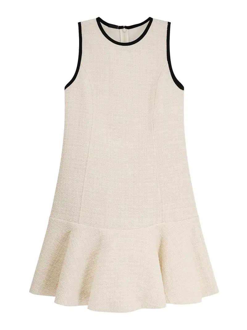 Vestito Corto Arrosto In Tweed Bianco