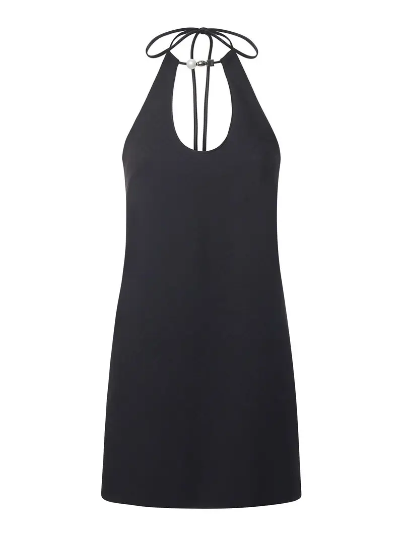 Vestito Corto Con Dettaglio Gioiello Nero