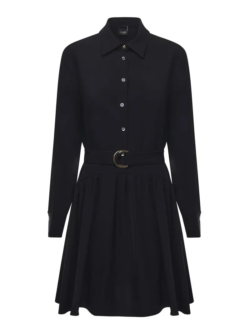 Vestito Corto In Tessuto Fluido Nero