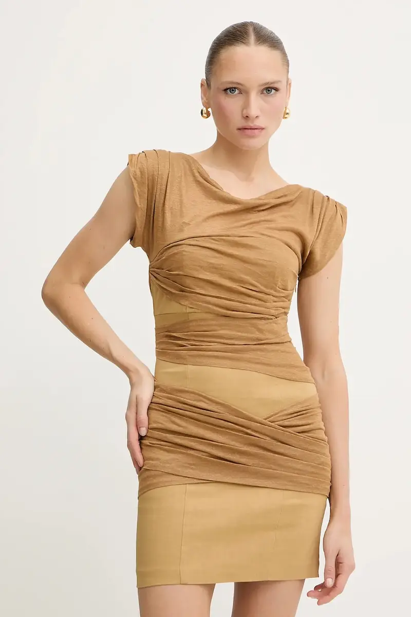 vestito di lino colore verde 104872 A2GF