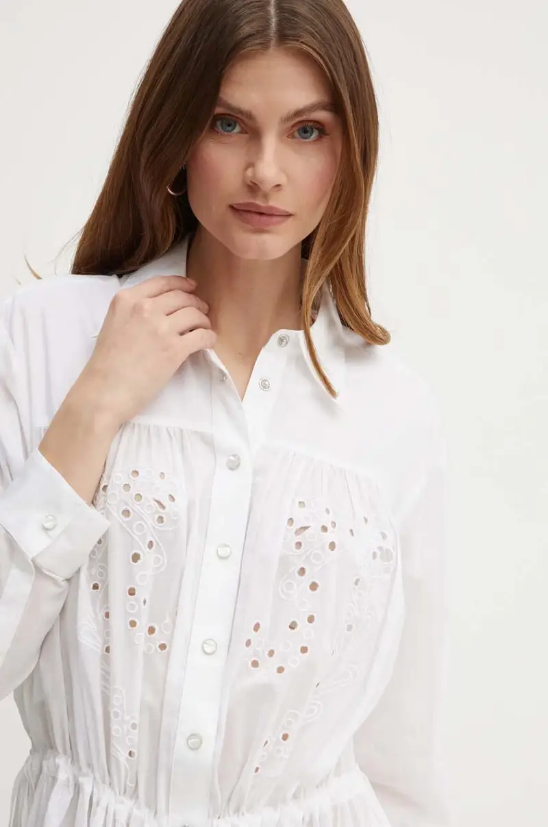 vestito in cotone colore bianco 103728 A1XP miniatura 2