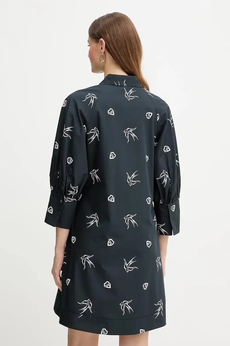 vestito in cotone colore nero 105476 A2QA miniatura 3