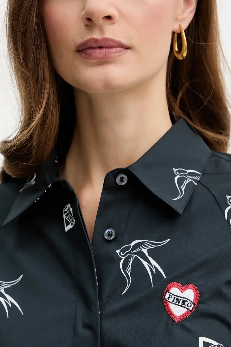 vestito in cotone colore nero 105476 A2QA miniatura 5