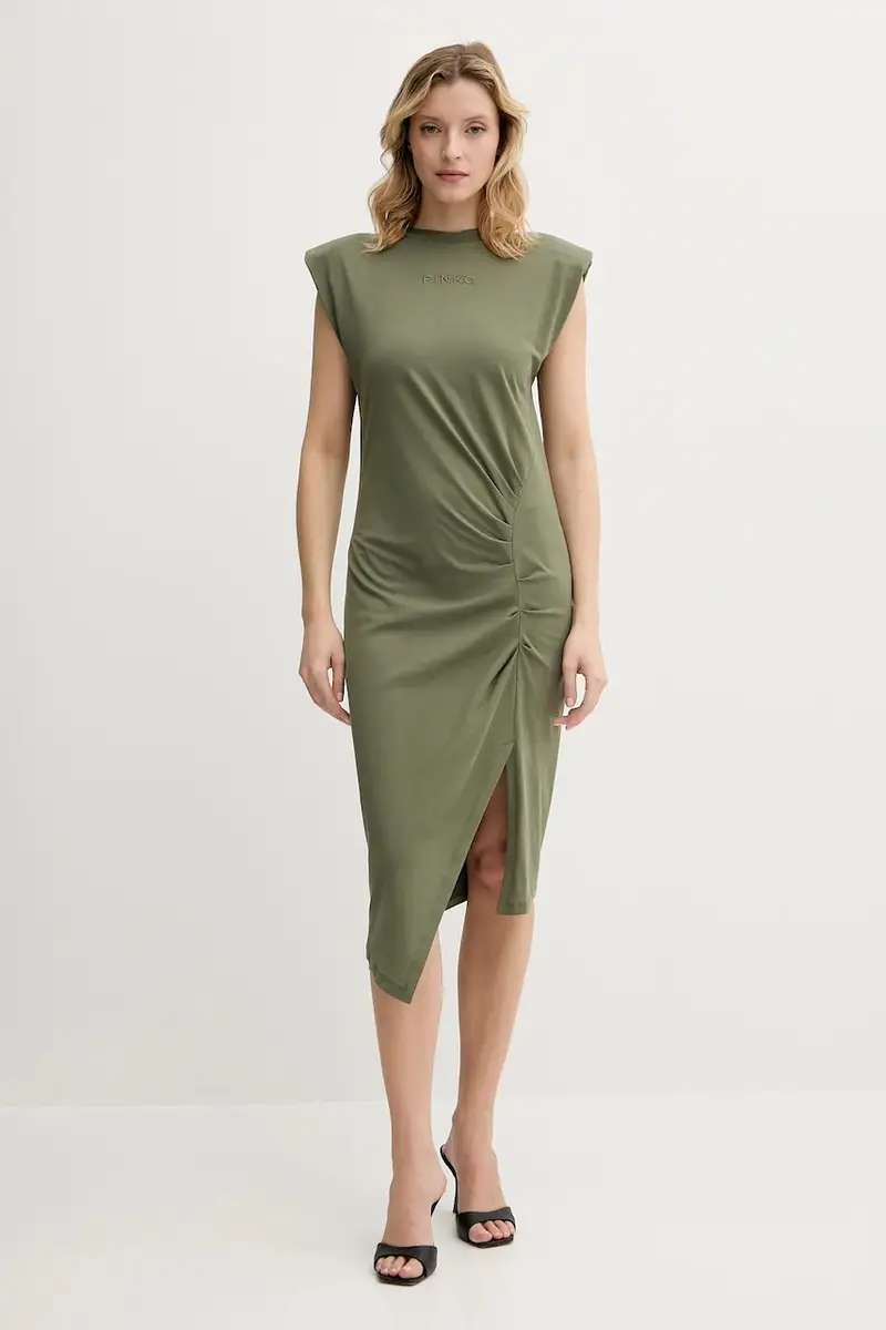 vestito in cotone colore verde 104614 A2HE