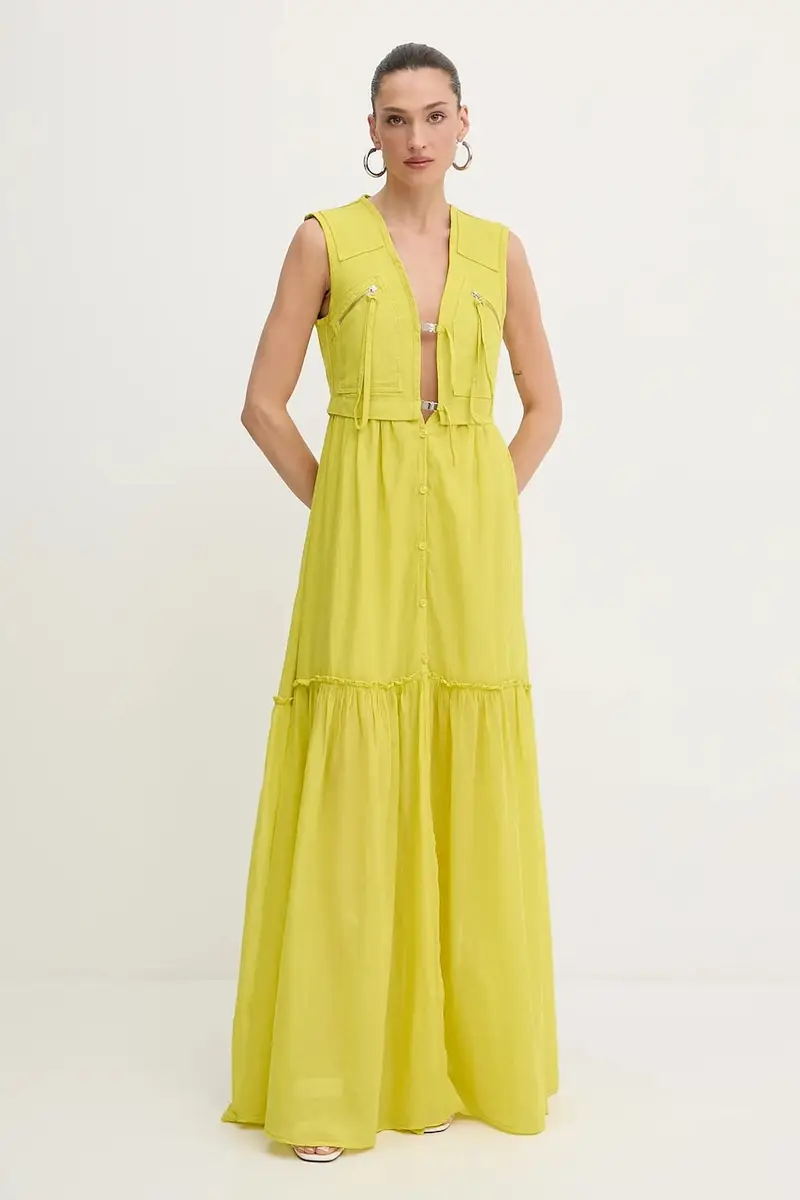 vestito in cotone colore verde 105246 A2MI