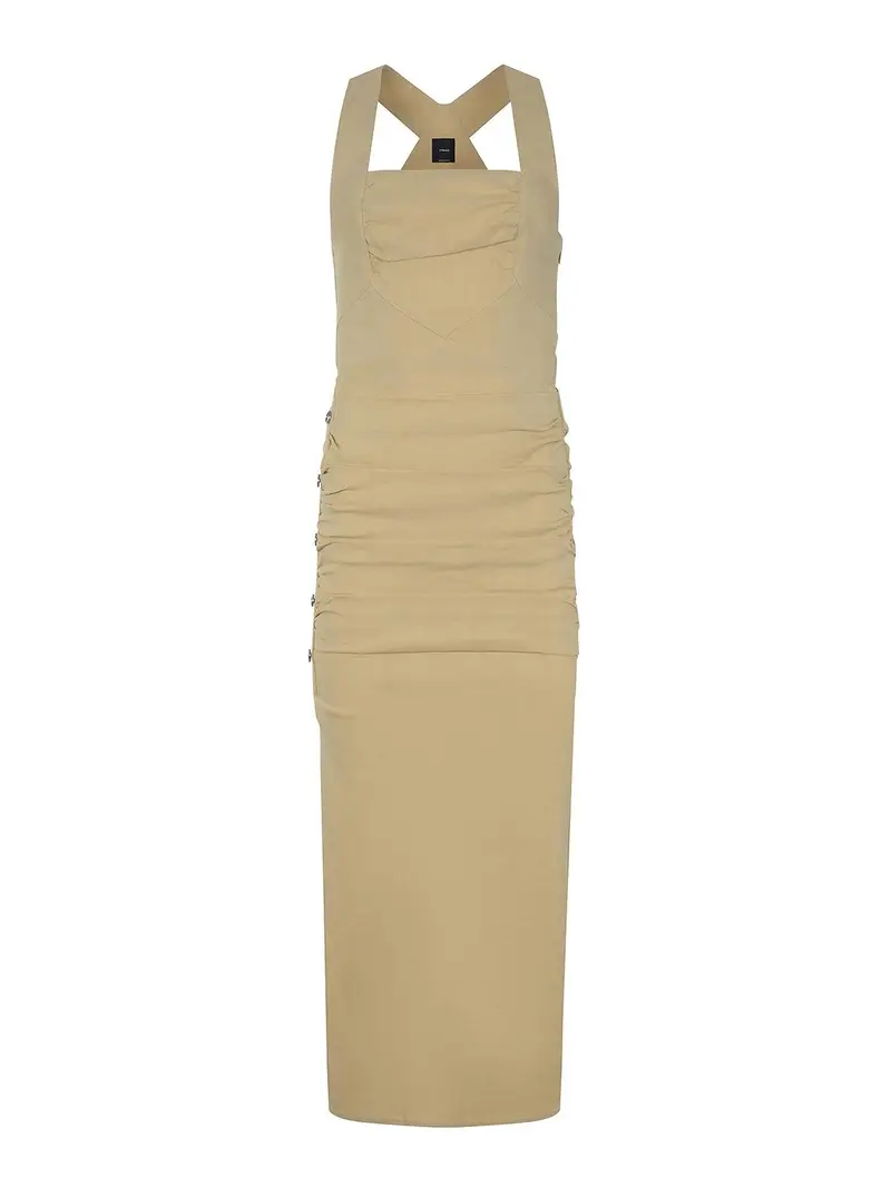 Vestito in miscela di lino Giallo Chiaro