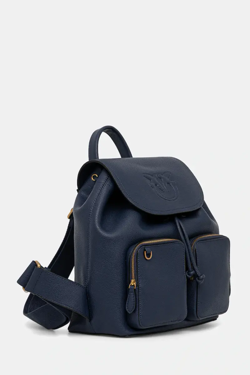 zaino in pelle donna colore blu con applicazione 104351 A29Q miniatura 2